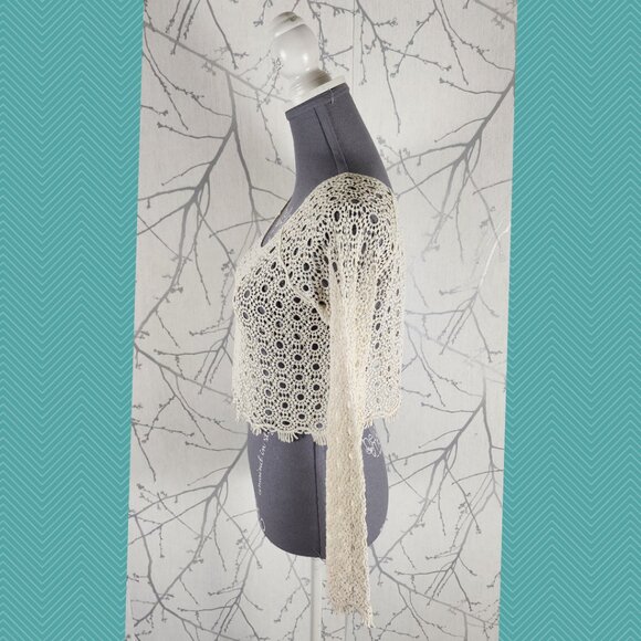 LA Hearts Ivory 100% Cotton Crochet Cropped Pullover - Picture 2 of 4